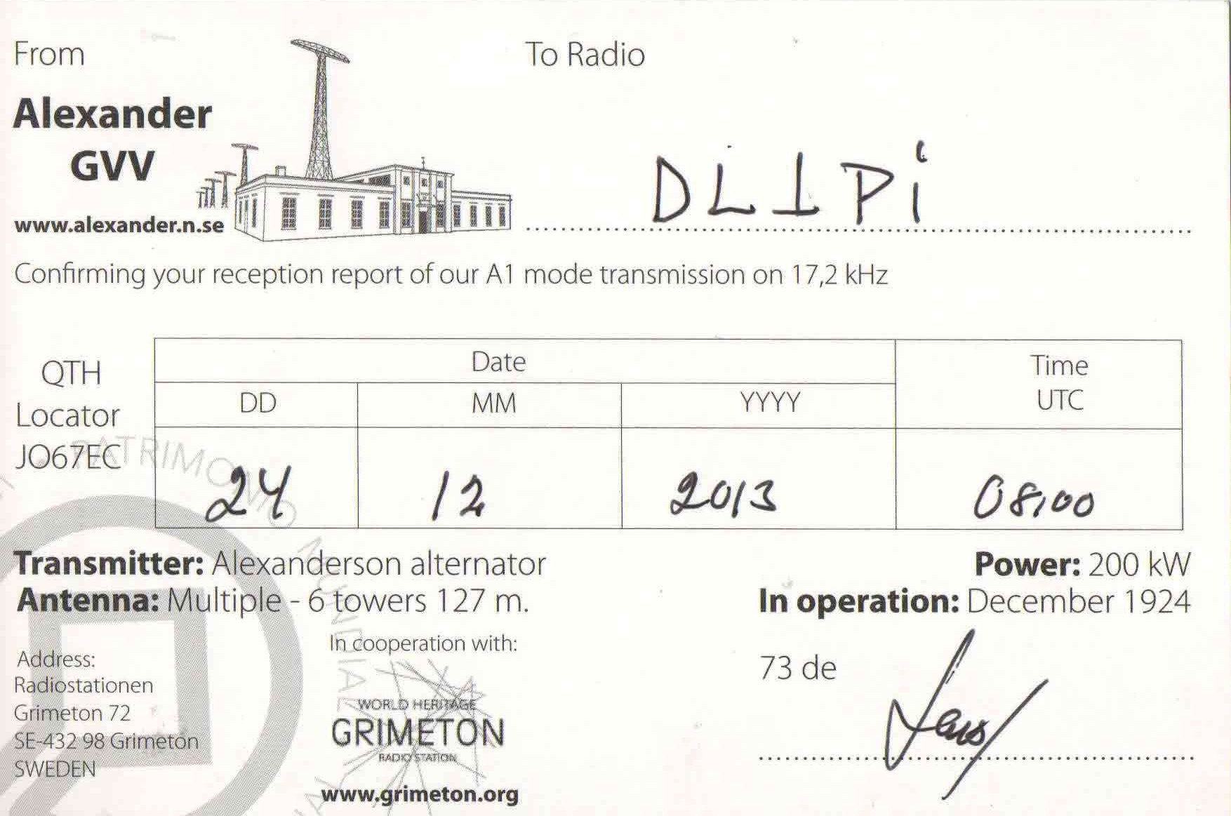 QSL Rckseite